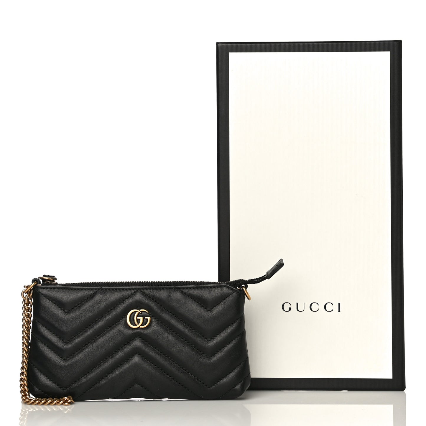 Calfskin Matelasse Mini GG Marmont Chain Bag Black