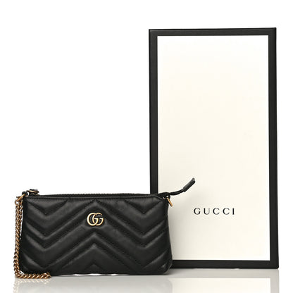 Gucci Calfskin Matelasse Mini GG Marmont Chain Bag Black 11 of 11