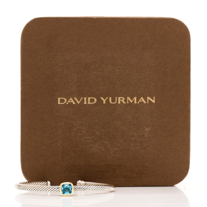 David Yurman Sterling Silver 18K Gold Blue Topaz 4mm Cable Classics Station Bracelet 5 of 5