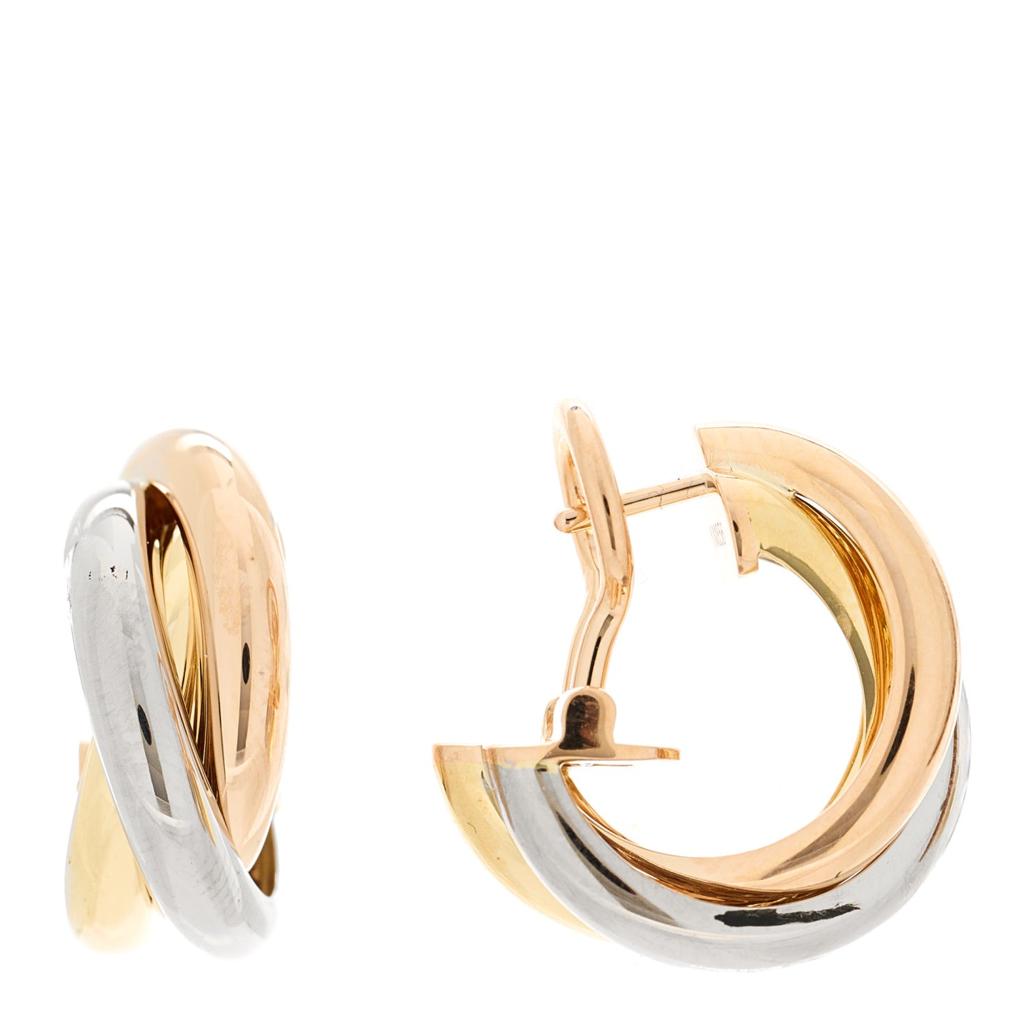 18K Pink Yellow White Gold Small Trinity Earrings