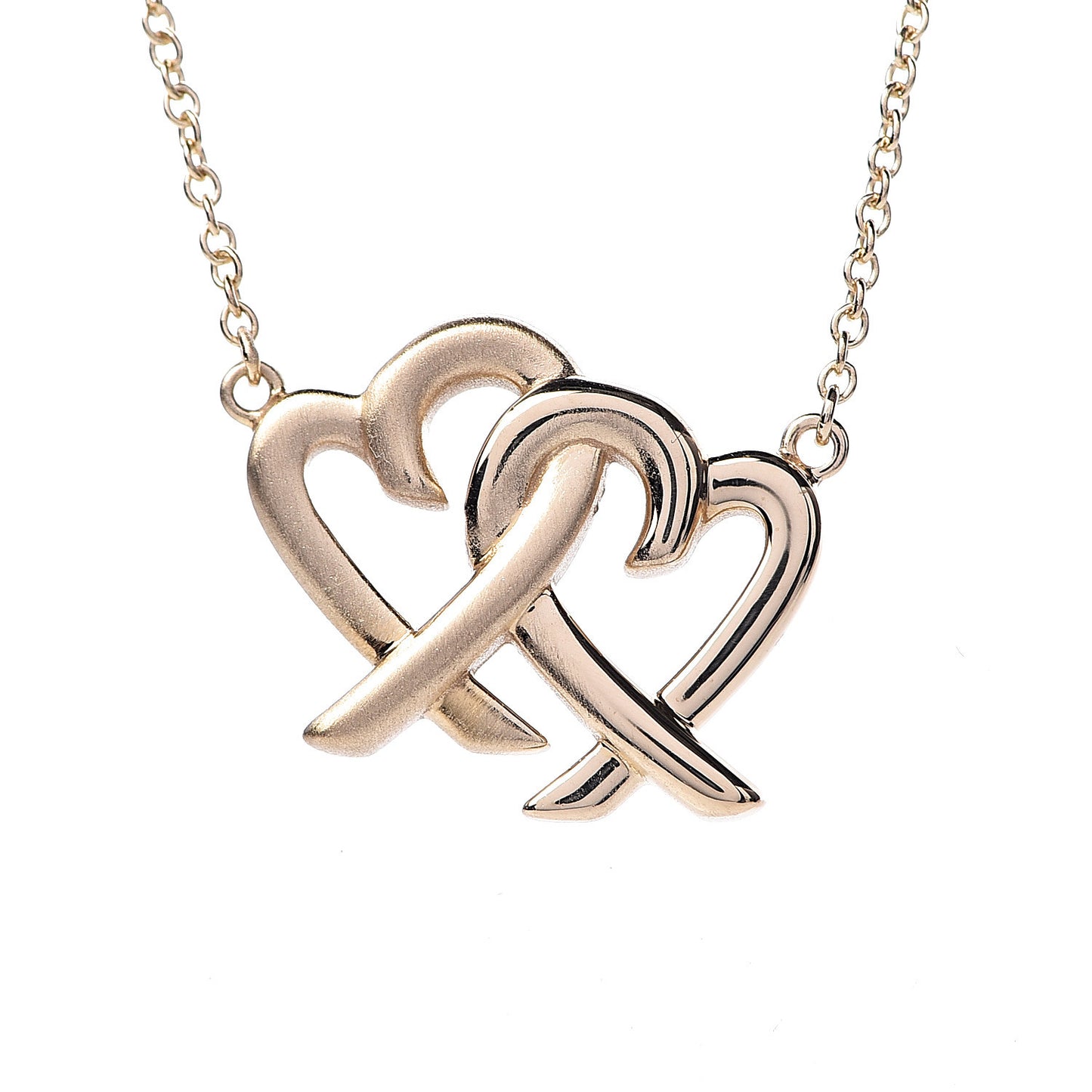 18K Yellow Gold Paloma Picasso Loving Heart Interlocking Pendant Necklace