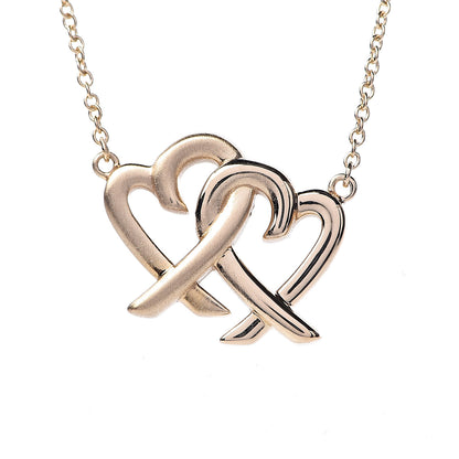 Tiffany 18K Yellow Gold Paloma Picasso Loving Heart Interlocking Pendant Necklace 4 of 6