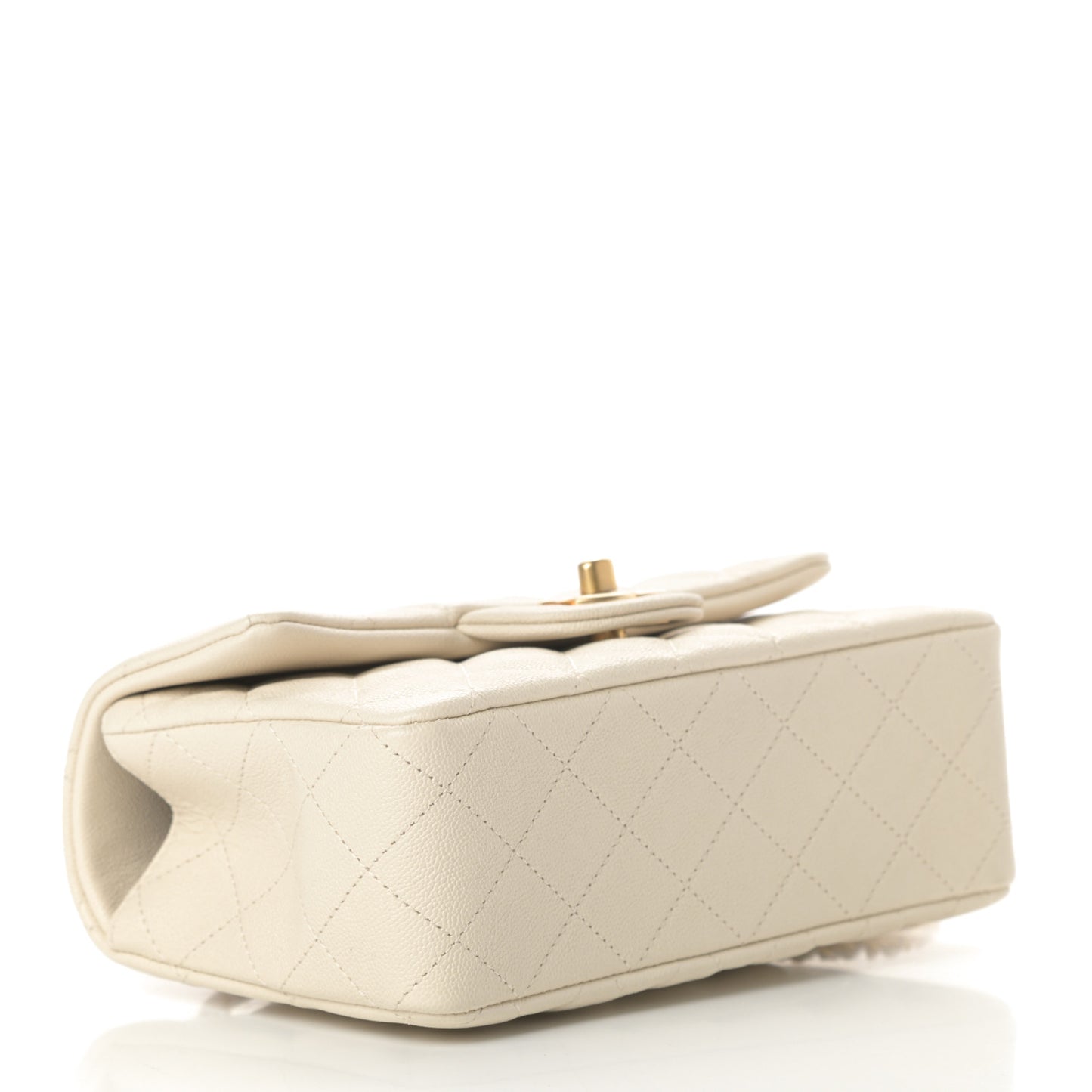 Caviar Quilted Mini Top Handle Rectangular Flap Beige