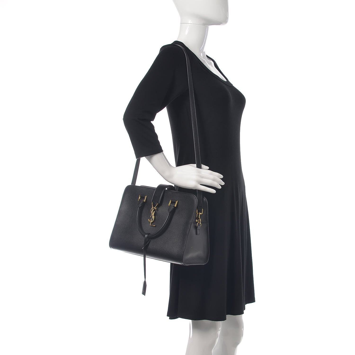 Saint Laurent Smooth Calfskin Small Monogram Cabas Black 2 of 11