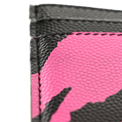 Saint Laurent Calfskin Zebra Print Credit Card Case Fuchsia Black 12 of 17