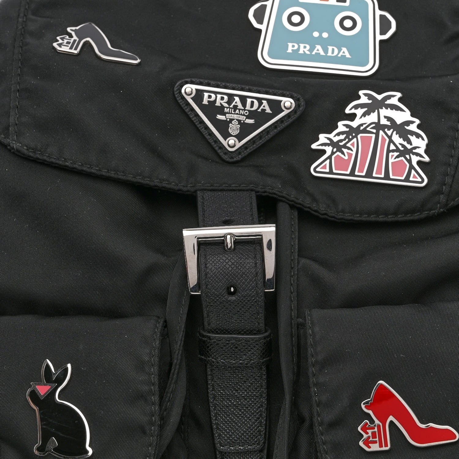 Prada Tessuto Nylon Saffiano Medium Smalto Backpack Black 8 of 10