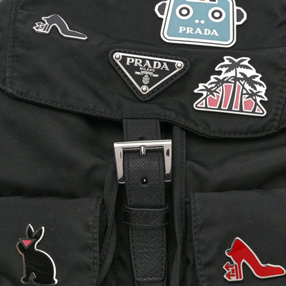 Prada Tessuto Nylon Saffiano Medium Smalto Backpack Black 8 of 10