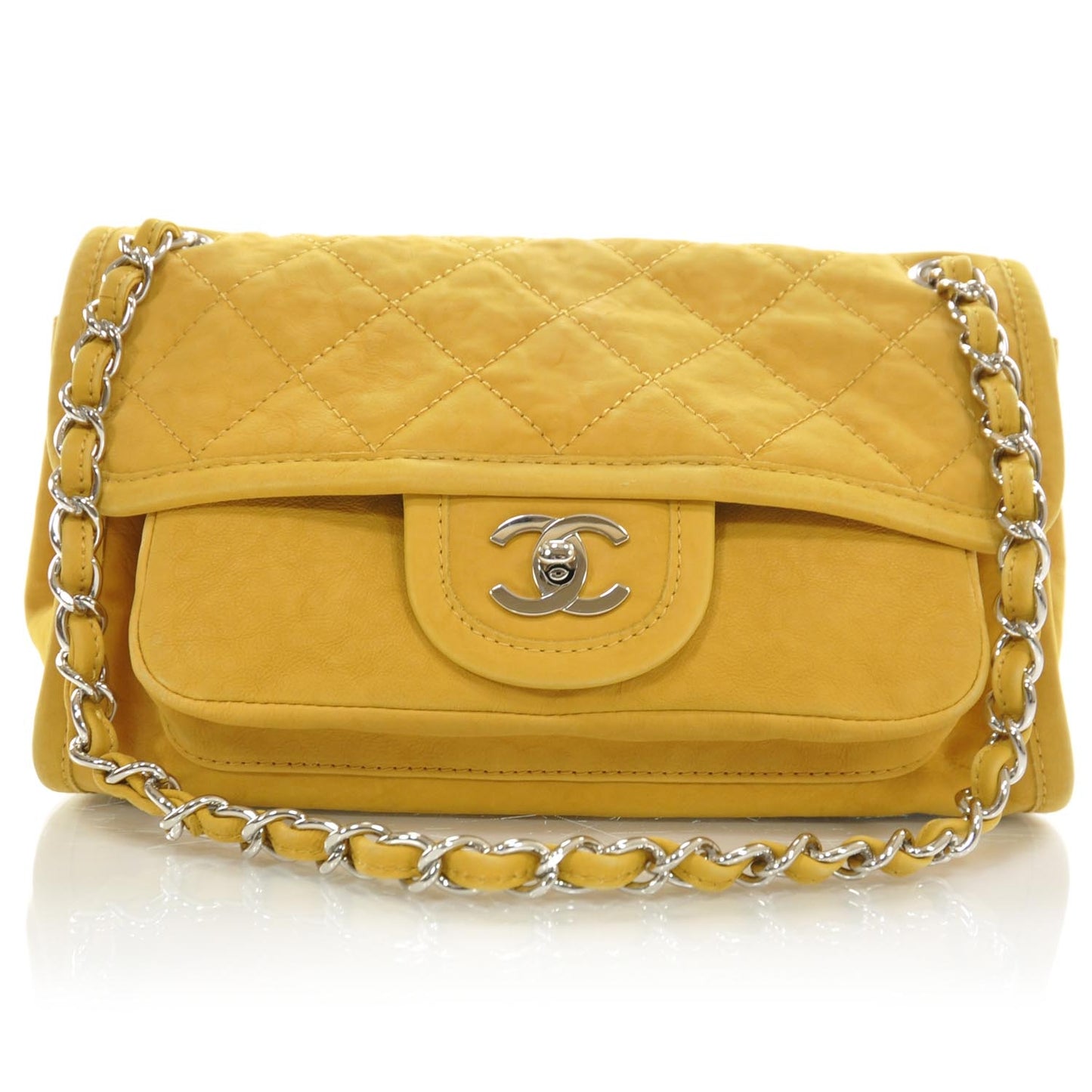 Ultra Soft Suede Calfskin Natural Beauty Flap Bag Yellow