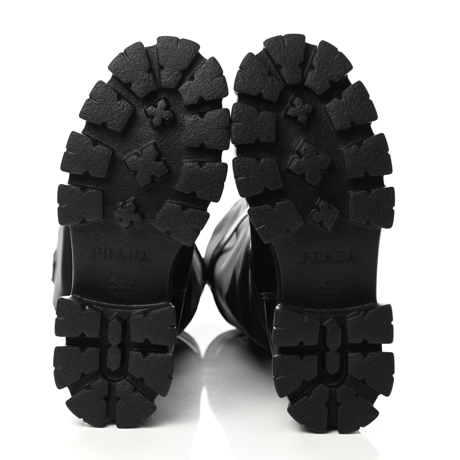 Prada Spazzolato Rois Re-Nylon Metal Triangle Logo Monolith Pouch Pocket 55mm Tall Boots 39.5 Black 5 of 8