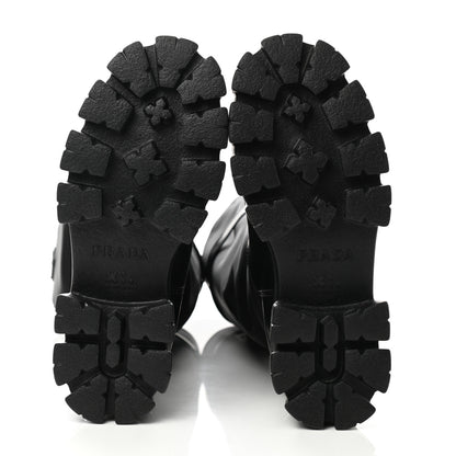 Prada Spazzolato Rois Re-Nylon Metal Triangle Logo Monolith Pouch Pocket 55mm Tall Boots 39.5 Black 5 of 8