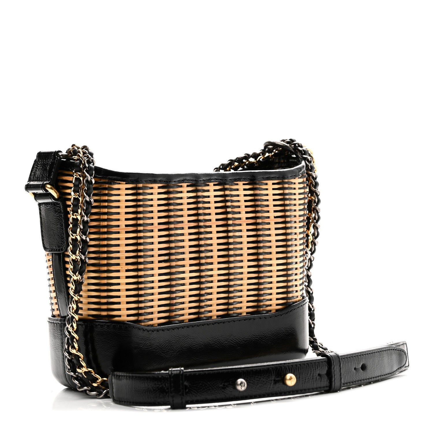 Chanel Rattan Calfskin Small Gabrielle Hobo Beige Black 3 of 10
