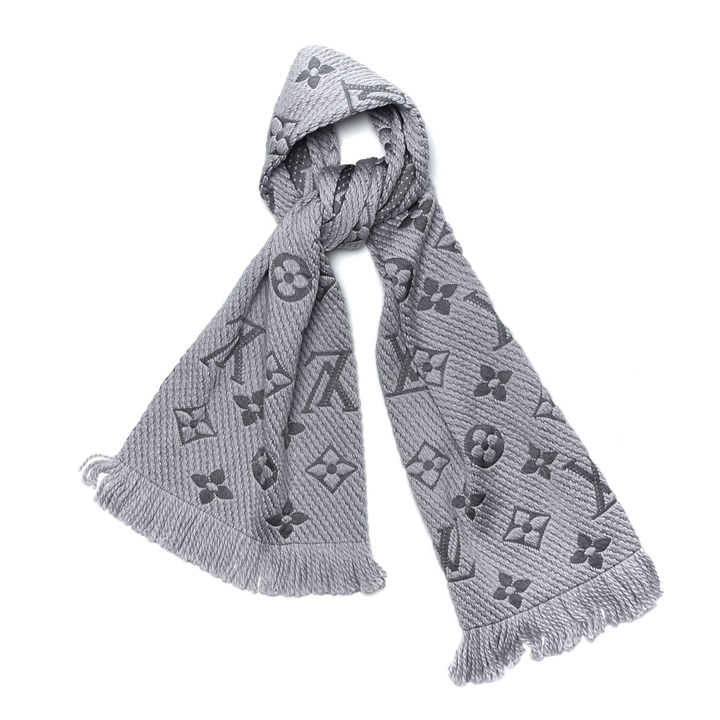 Wool Silk Logomania Scarf Pearl