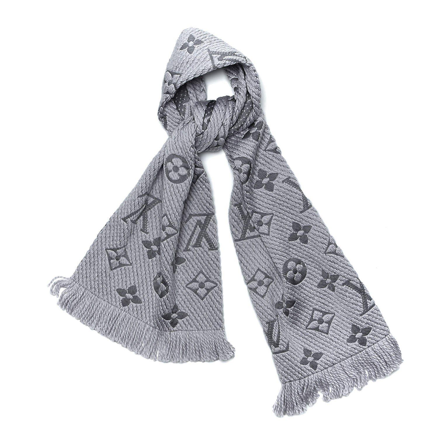 Louis Vuitton Wool Silk Logomania Scarf Pearl 1 of 4