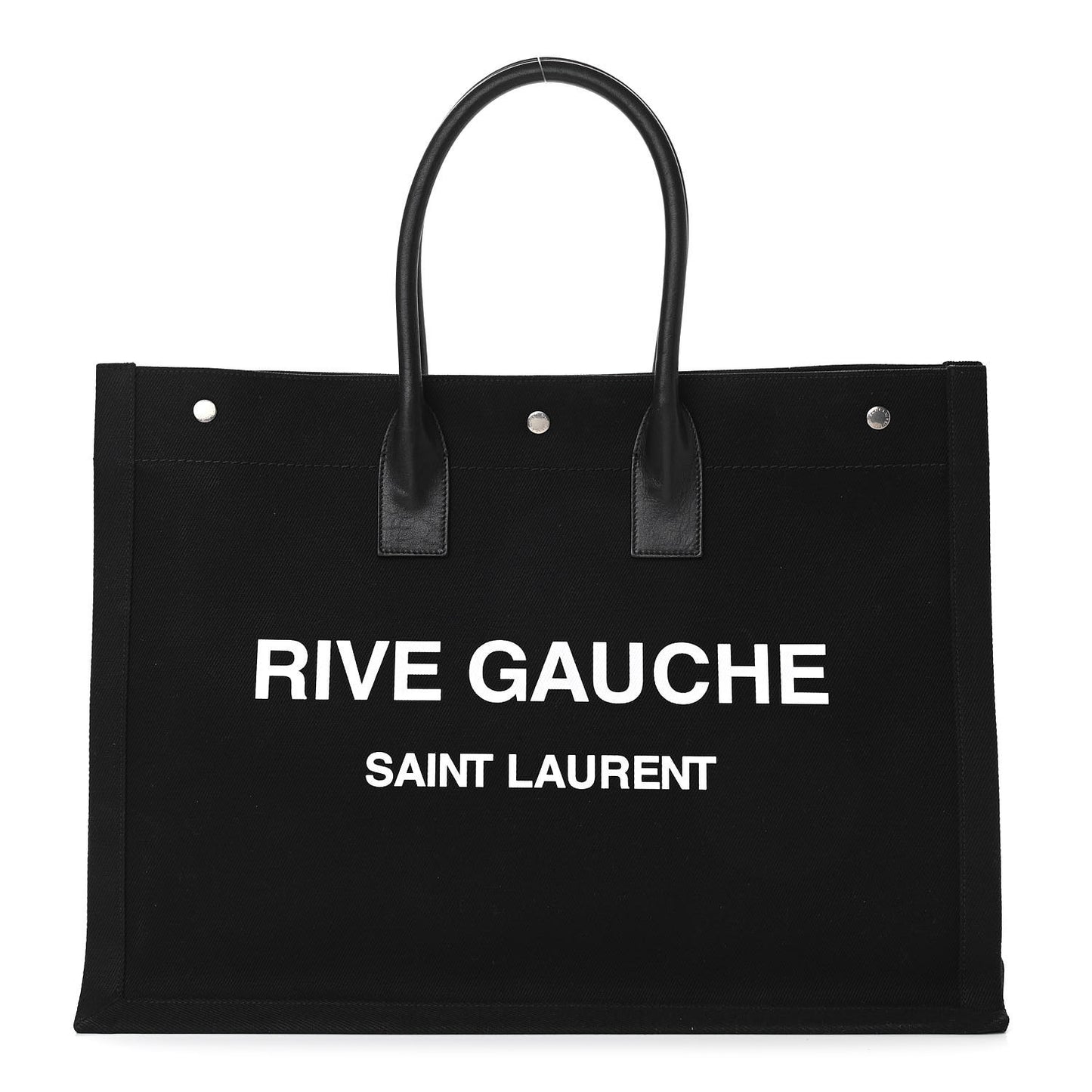Linen Calfskin Rive Gauche Tote Black