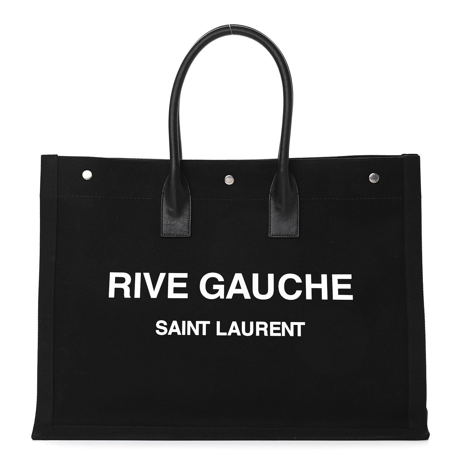Saint Laurent Linen Calfskin Rive Gauche Tote Black 1 of 10