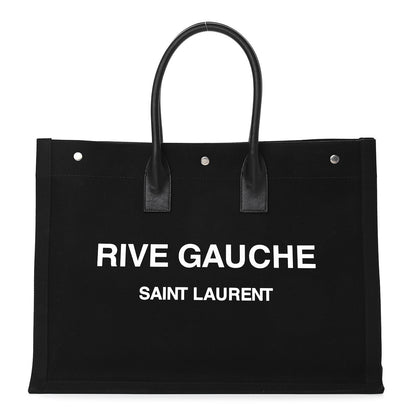 Saint Laurent Linen Calfskin Rive Gauche Tote Black 1 of 10