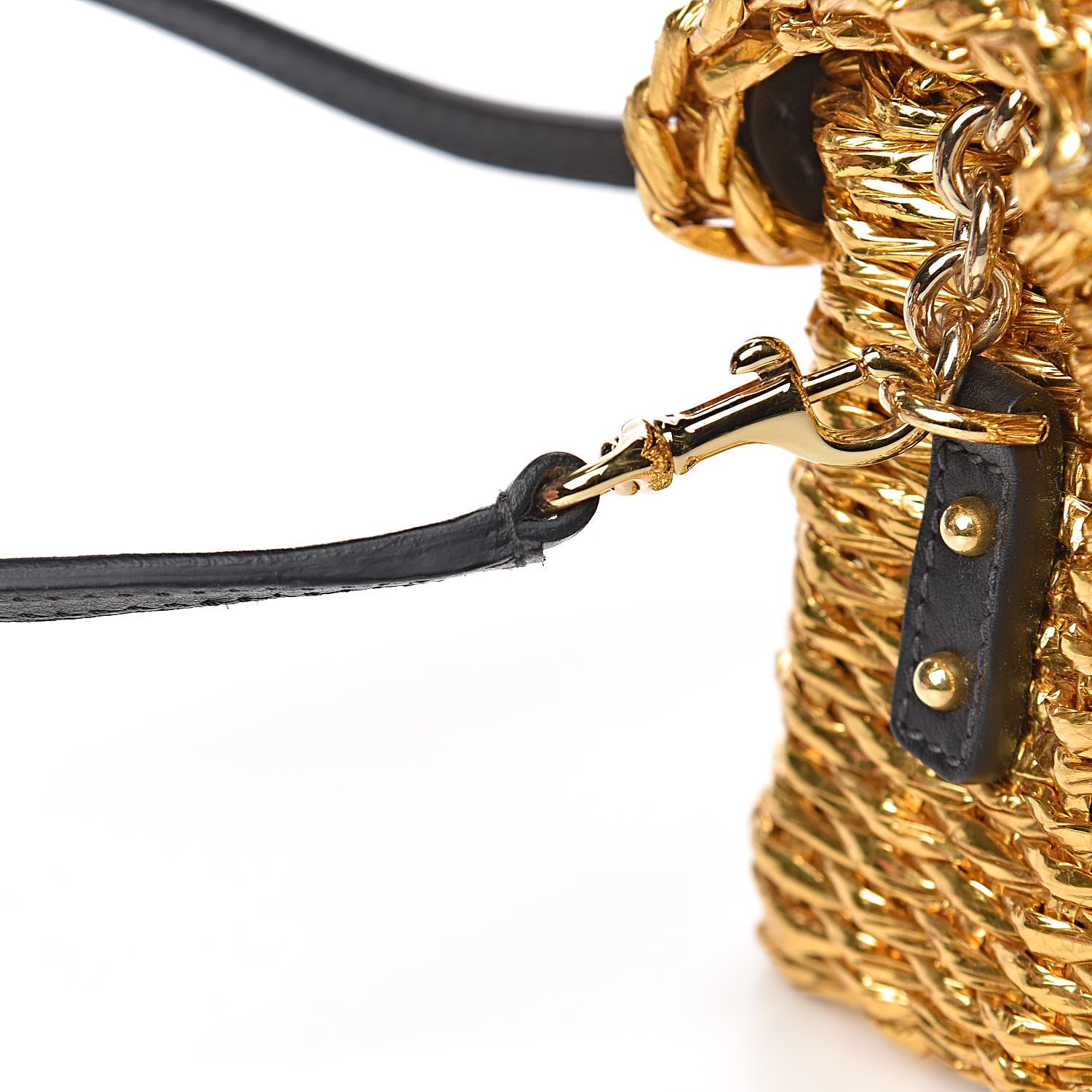 Dolce & Gabbana Metallic Coated Woven Raffia Shoulder Bag Gold 10 of 14
