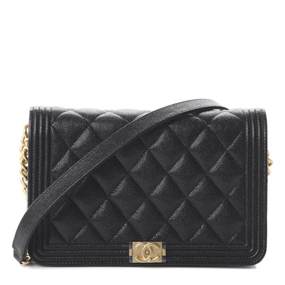 Chanel Caviar Quilted Boy Wallet On Chain WOC Black 1 of 11