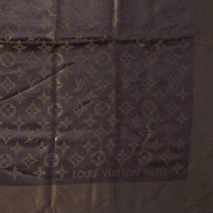 Louis Vuitton Silk Lurex Wool Monogram Shine Shawl Brown 5 of 6