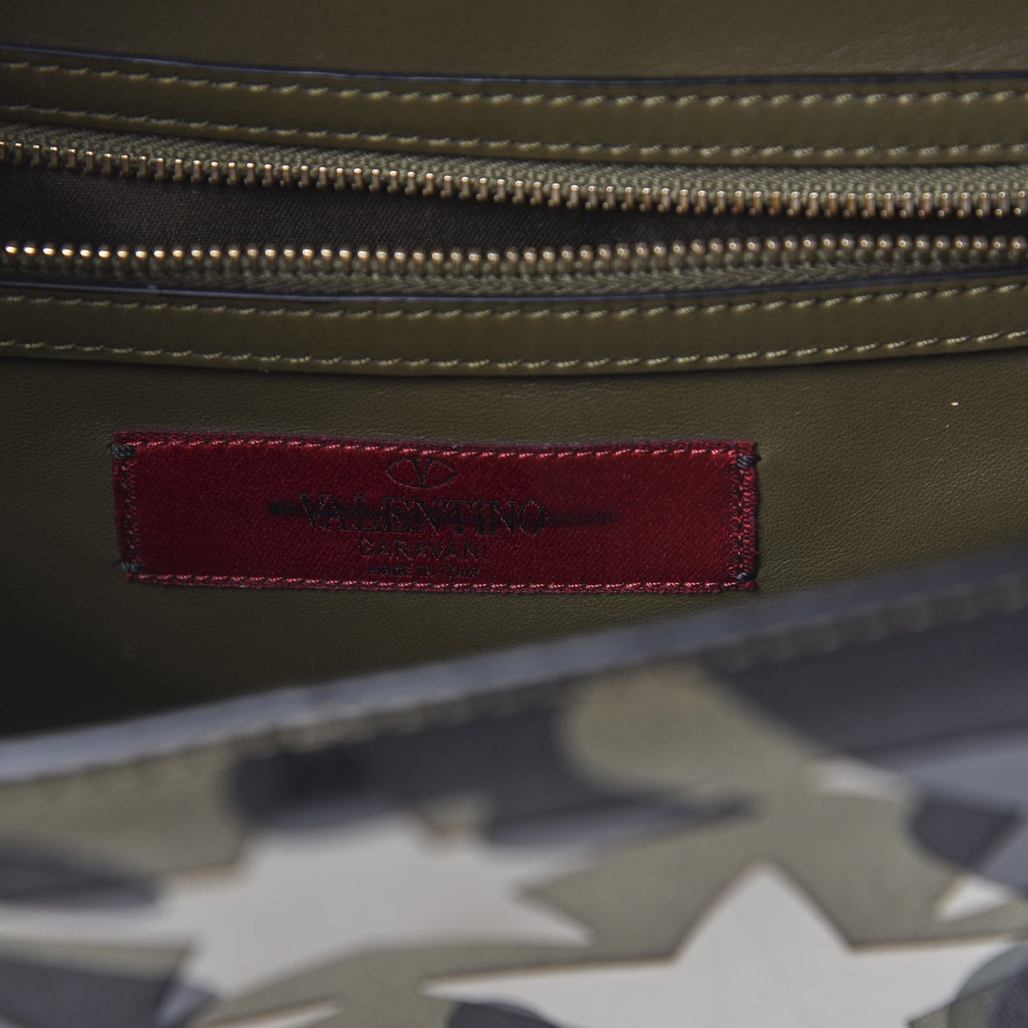 Nappa Canvas Camustars Medium Glam Lock Rockstud Flap Green
