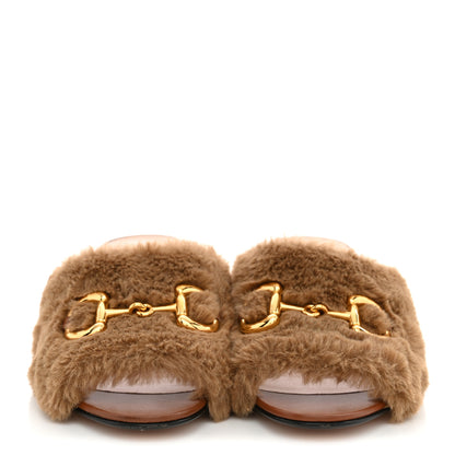 Gucci X DANS LE VERT Faux Fur Horsebit Mules 37 Brown 3 of 11