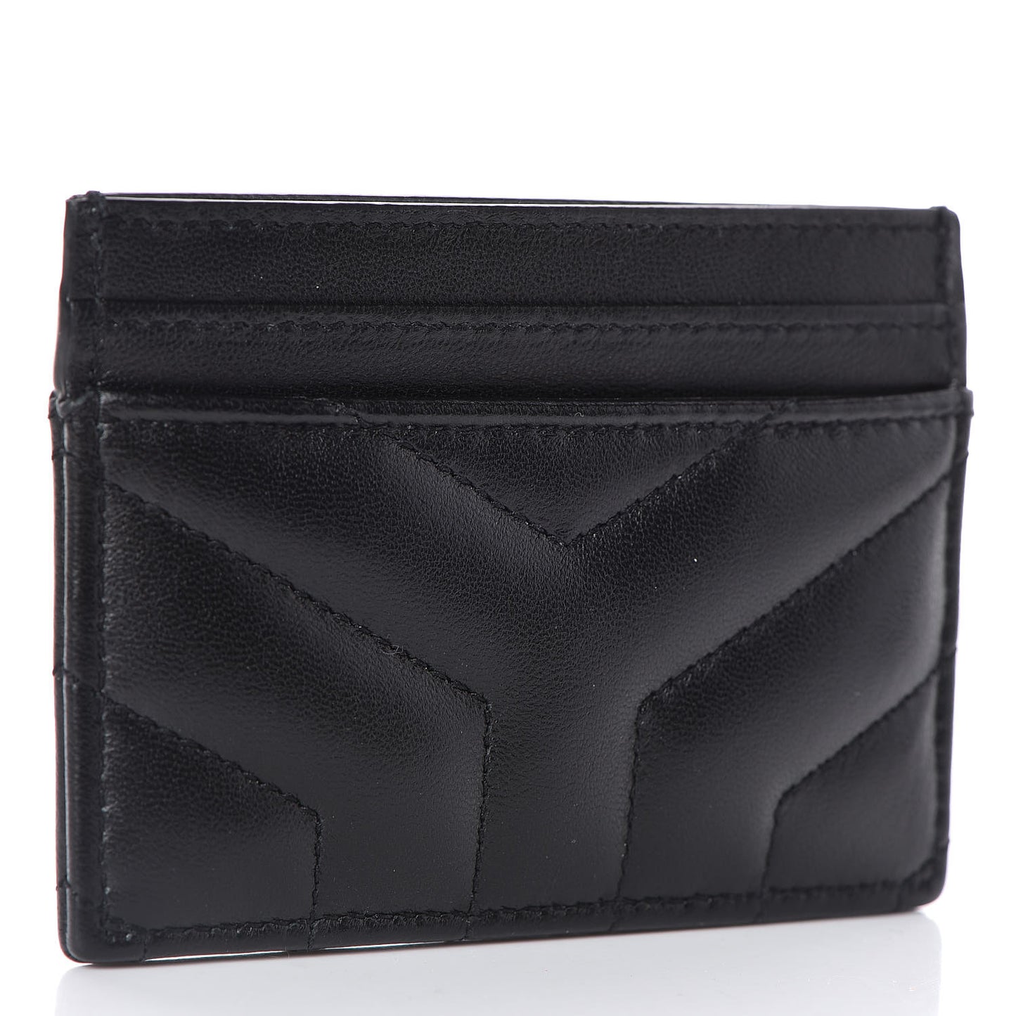 Calfskin Y Quilted Monogram LouLou Credit Card Case Black