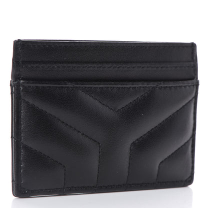 Saint Laurent Calfskin Y Quilted Monogram LouLou Credit Card Case Black 3 of 8