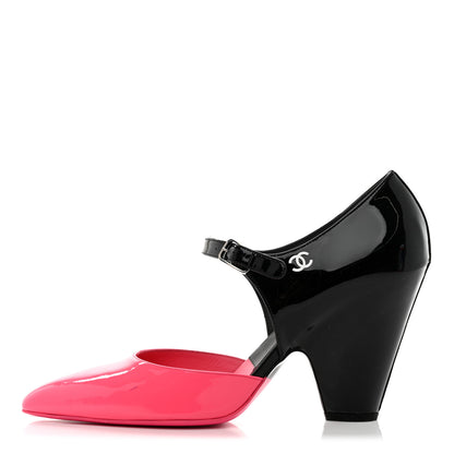 Chanel Patent Calfskin CC Pumps 42 Pink Black 1 of 11