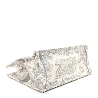 Christian Dior Canvas Embroidered Medium Dioriviera Toile De Jouy Book Tote Gray 4 of 13