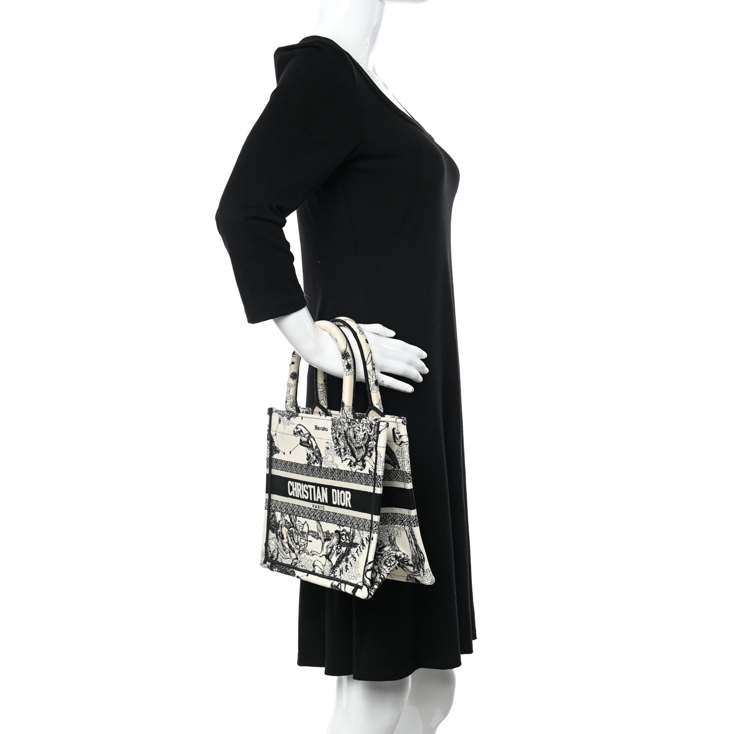 Canvas Embroidered Small Zodiac Toile De Jouy Book Tote Latte