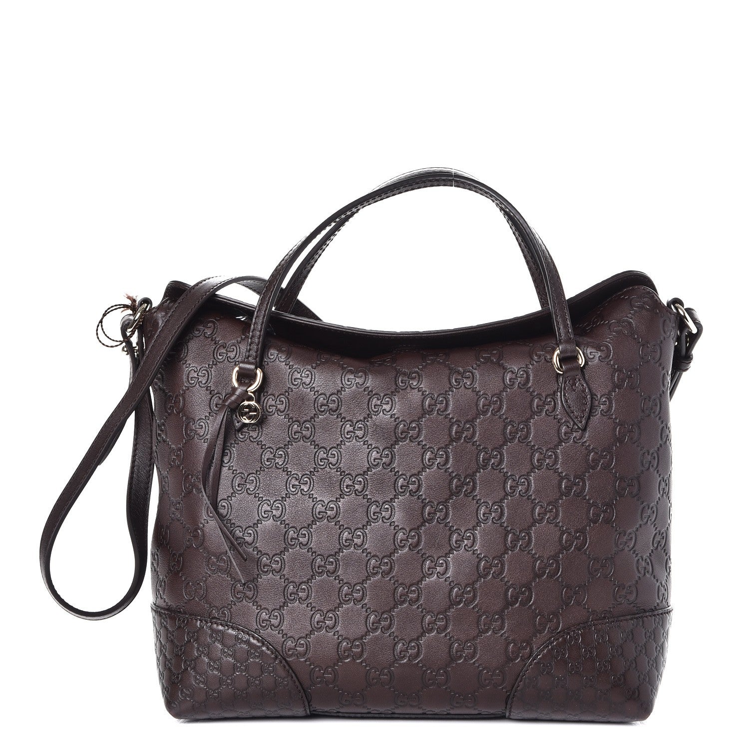 Gucci Guccissima Medium Bree Foldover Tote Chocolate 1 of 8
