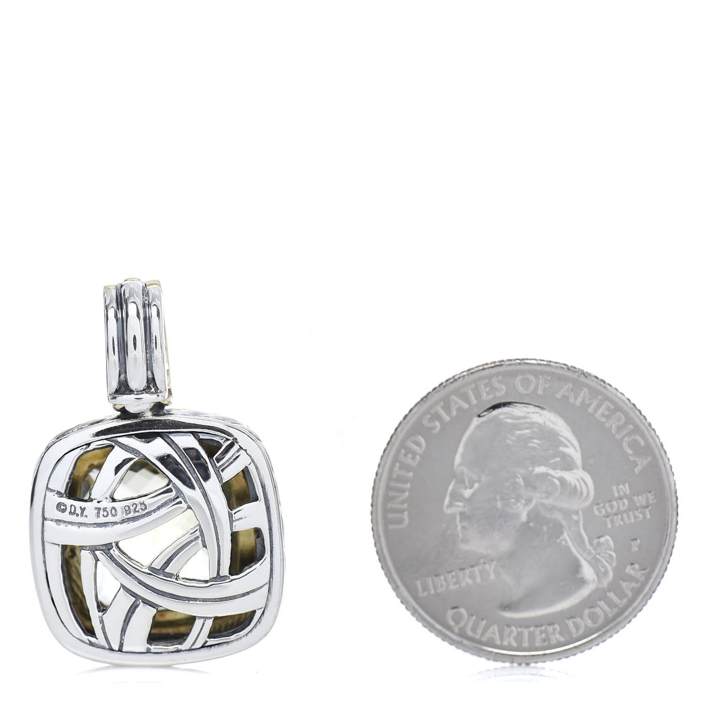 Sterling Silver 18K Yellow Gold Prasiolite 14mm Albion Pendant