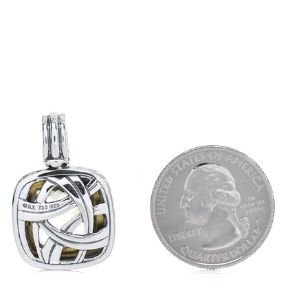 David Yurman Sterling Silver 18K Yellow Gold Prasiolite 14mm Albion Pendant 3 of 3