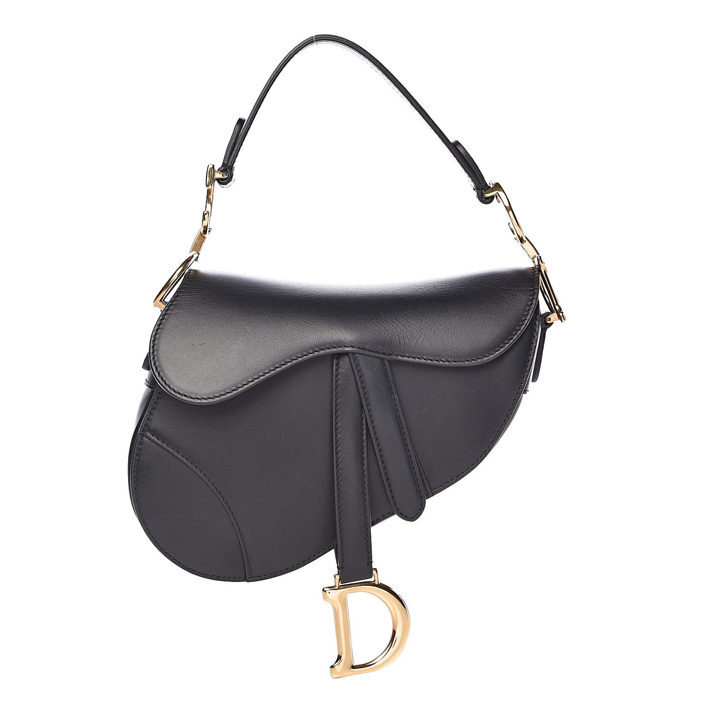 Calfskin Mini Saddle Bag Black