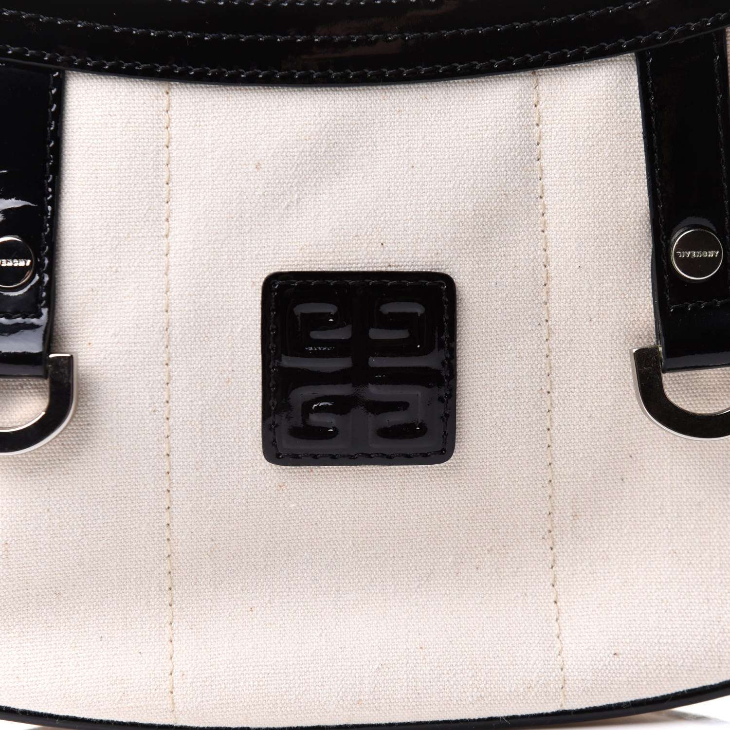Givenchy Canvas Patent Hobo Bag White Black 8 of 12