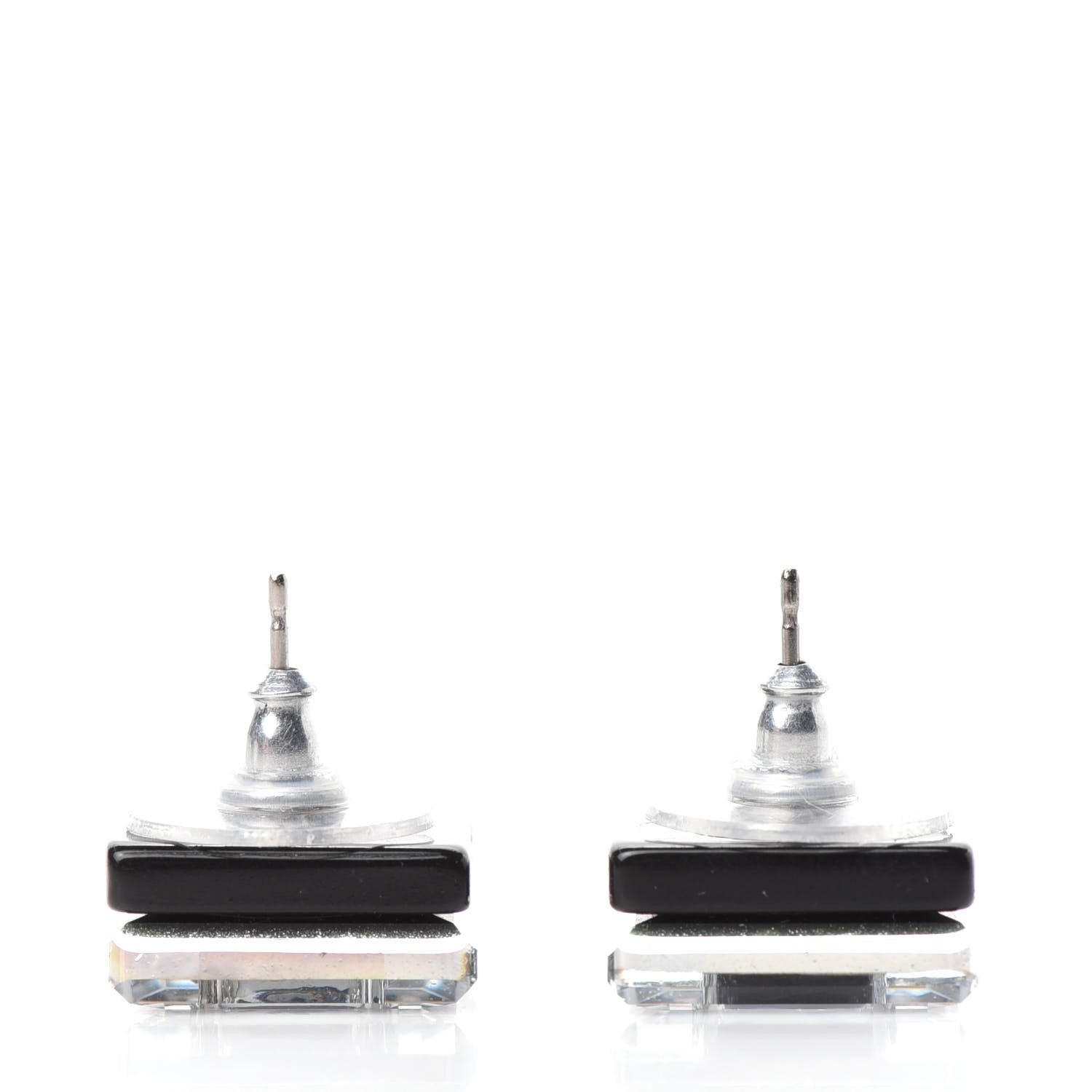 Chanel Crystal CC Square Charm Earrings Black 3 of 5