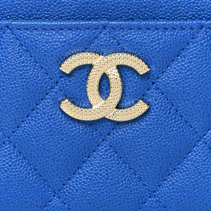 Chanel Caviar Quilted Studded CC Card Holder Blue 9 of 9