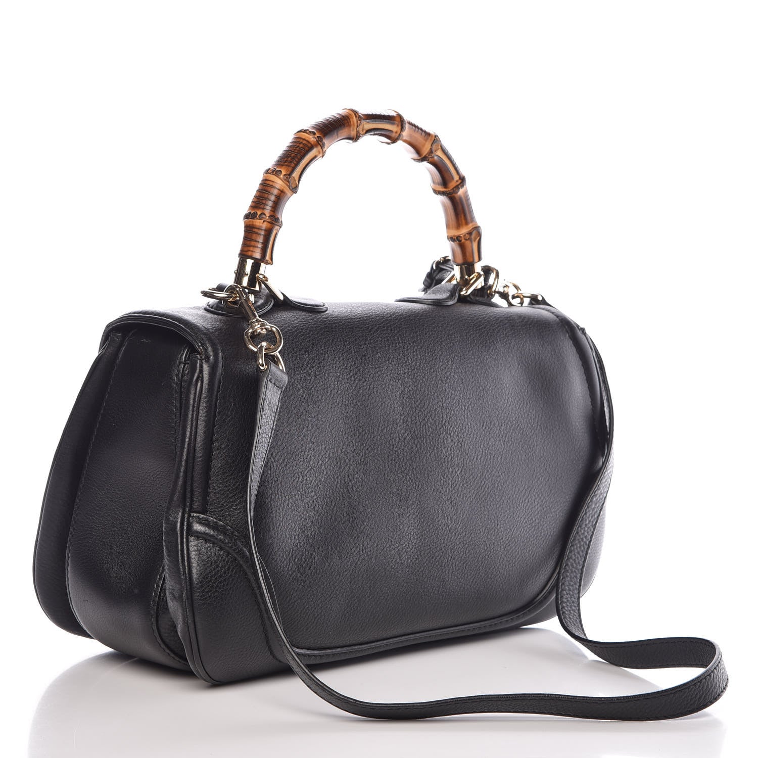 Gucci Calfskin Large New Bamboo Top Handle Bag Black 4 of 13