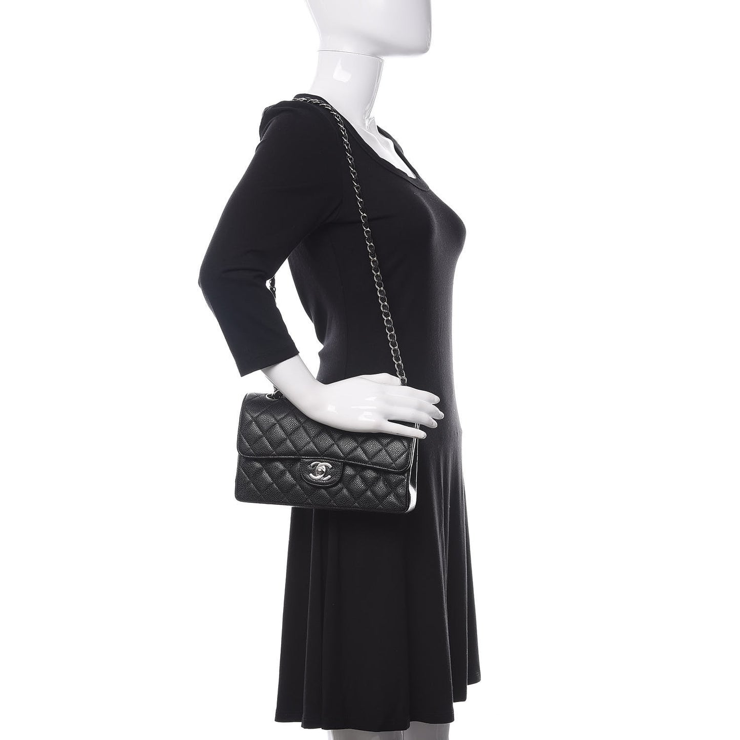 Caviar Quilted Small Double Flap Black