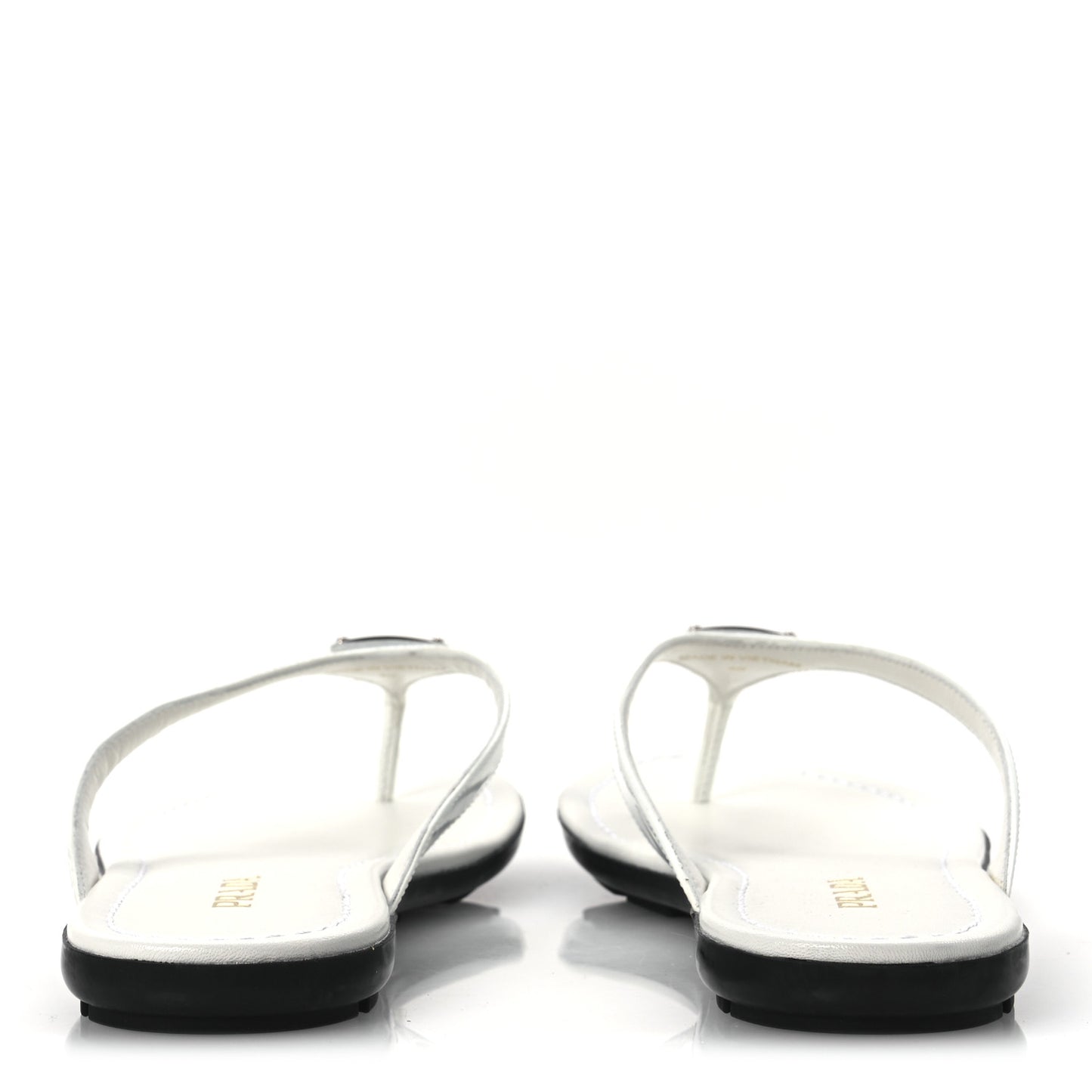 Patent Calfskin Logo Thong Sandals 40 White