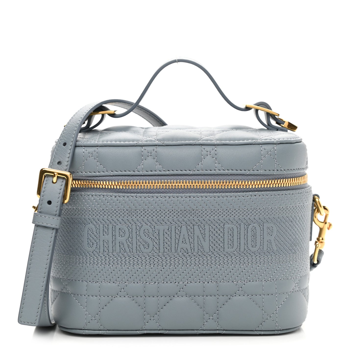Lambskin Cannage Small Diortravel Vanity Case Cloud Blue
