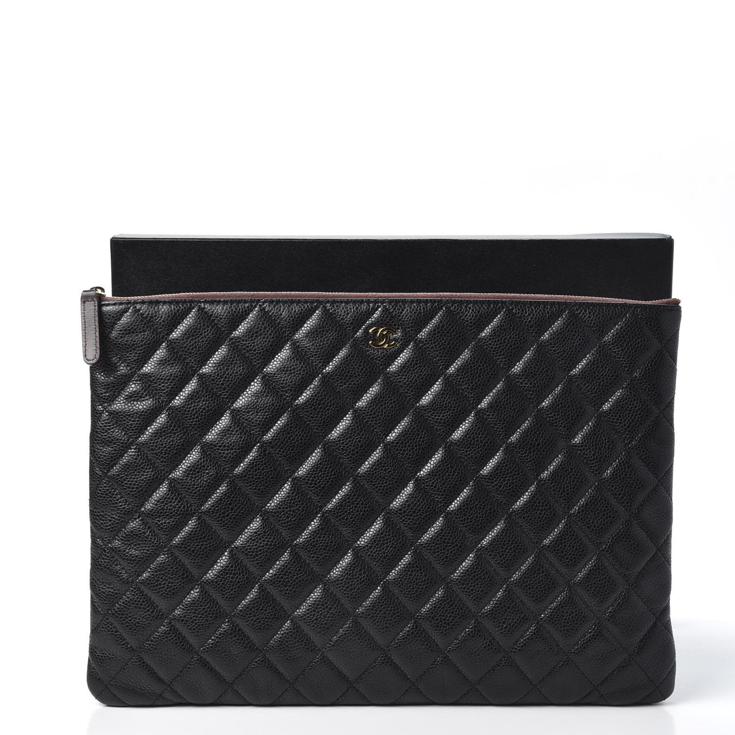 Caviar Quilted Large Cosmetic Case Black