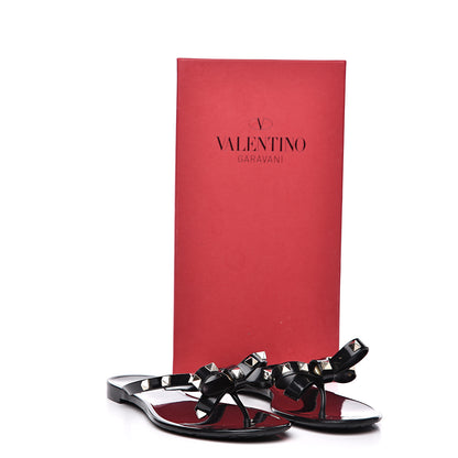 Valentino Garavani PVC Jelly Rockstud Bow Thong Sandals 37 Black 11 of 11