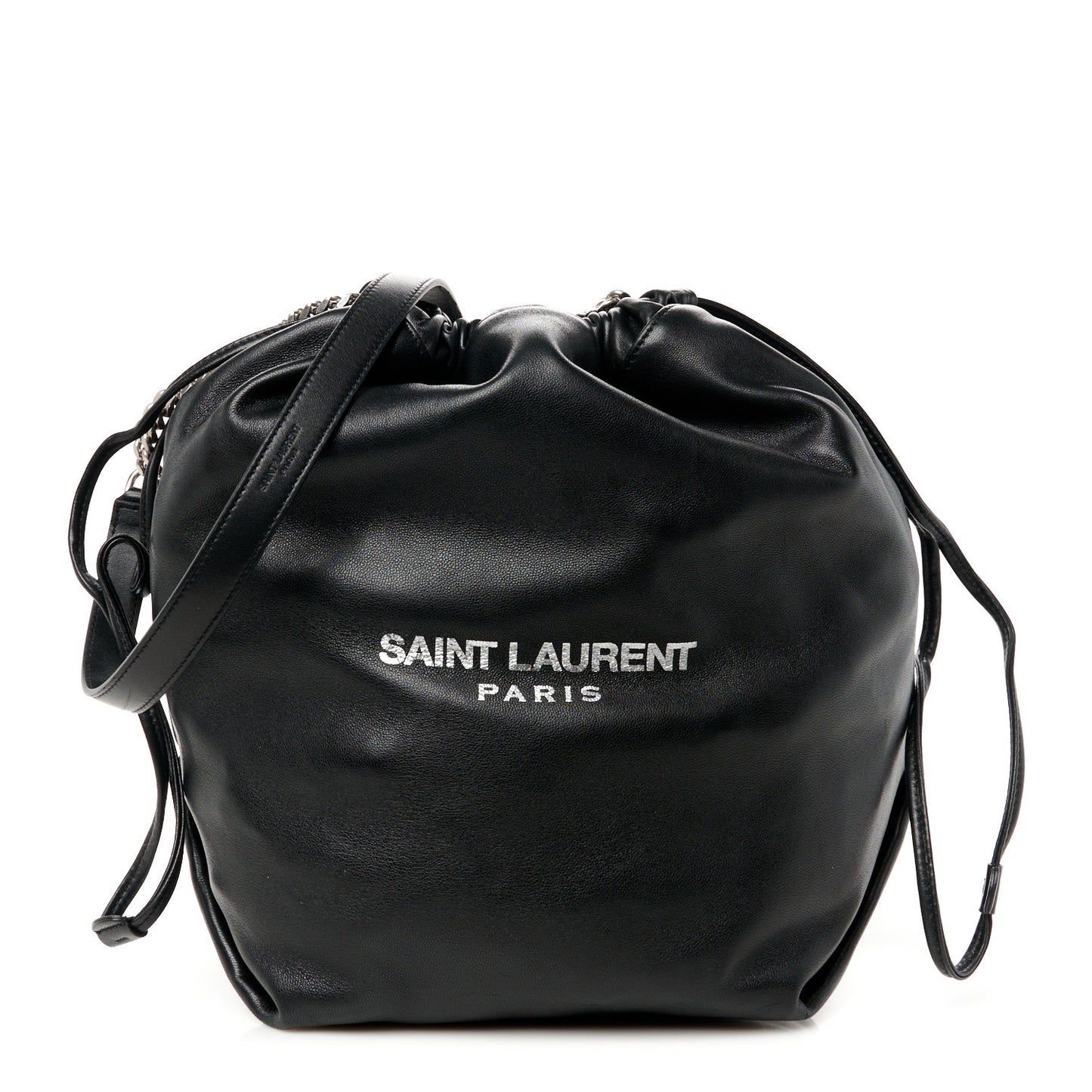Lambskin Teddy Drawstring Bag Black