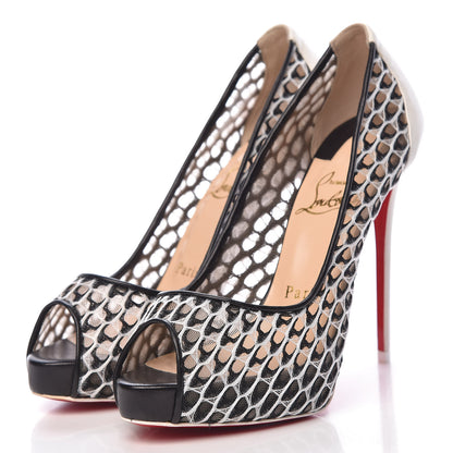 Christian Louboutin Maxi Fishnet Very Lace 120 Pumps 36 Version Latte Black 3 of 10