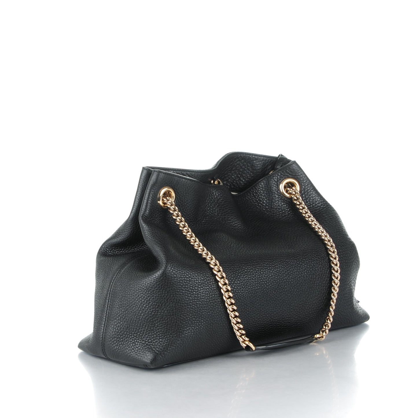 Pebbled Calfskin Medium Soho Chain Shoulder Bag Black