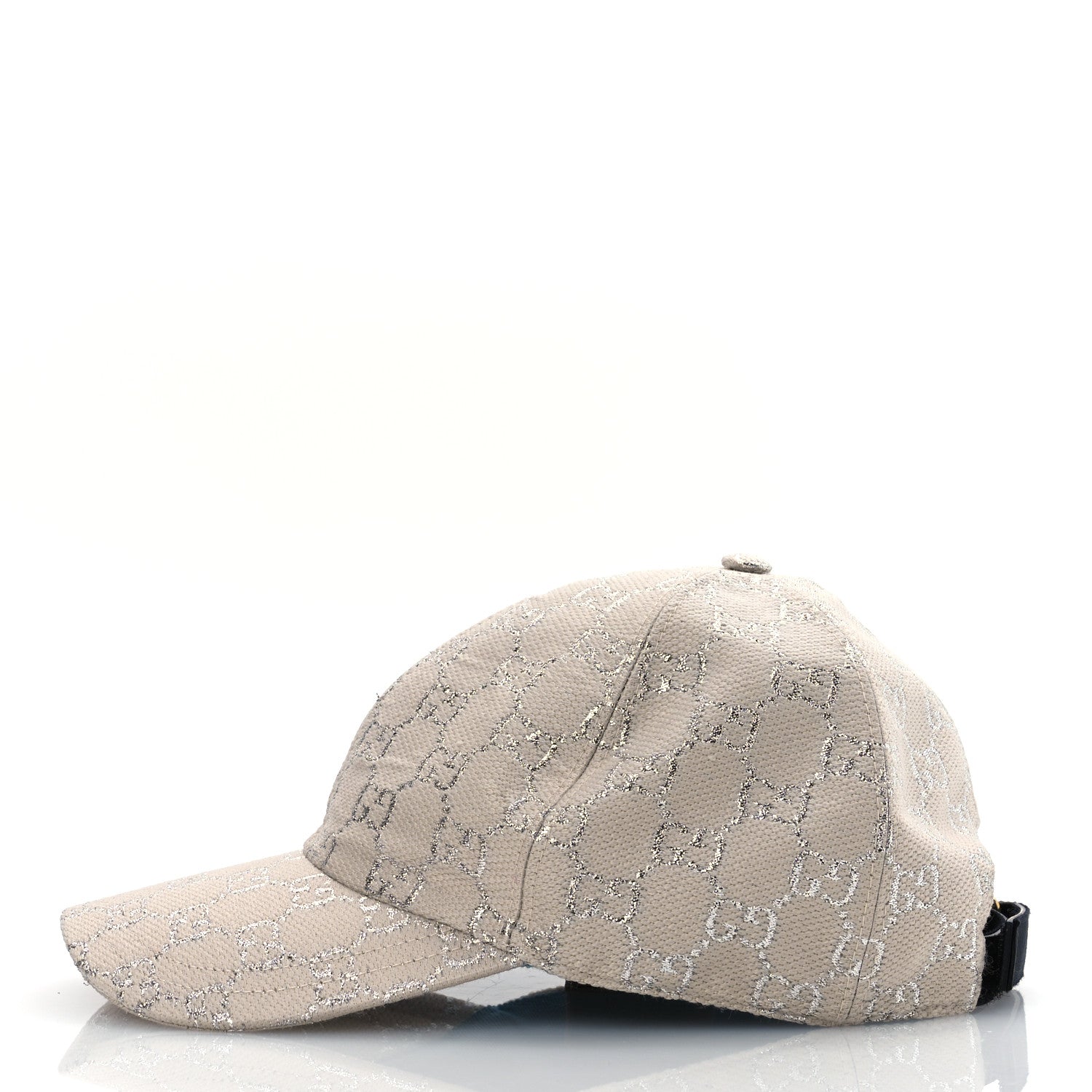 Gucci Canvas Lame GG Monogram Rush Baseball Hat L Gardenia Silver 4 of 10