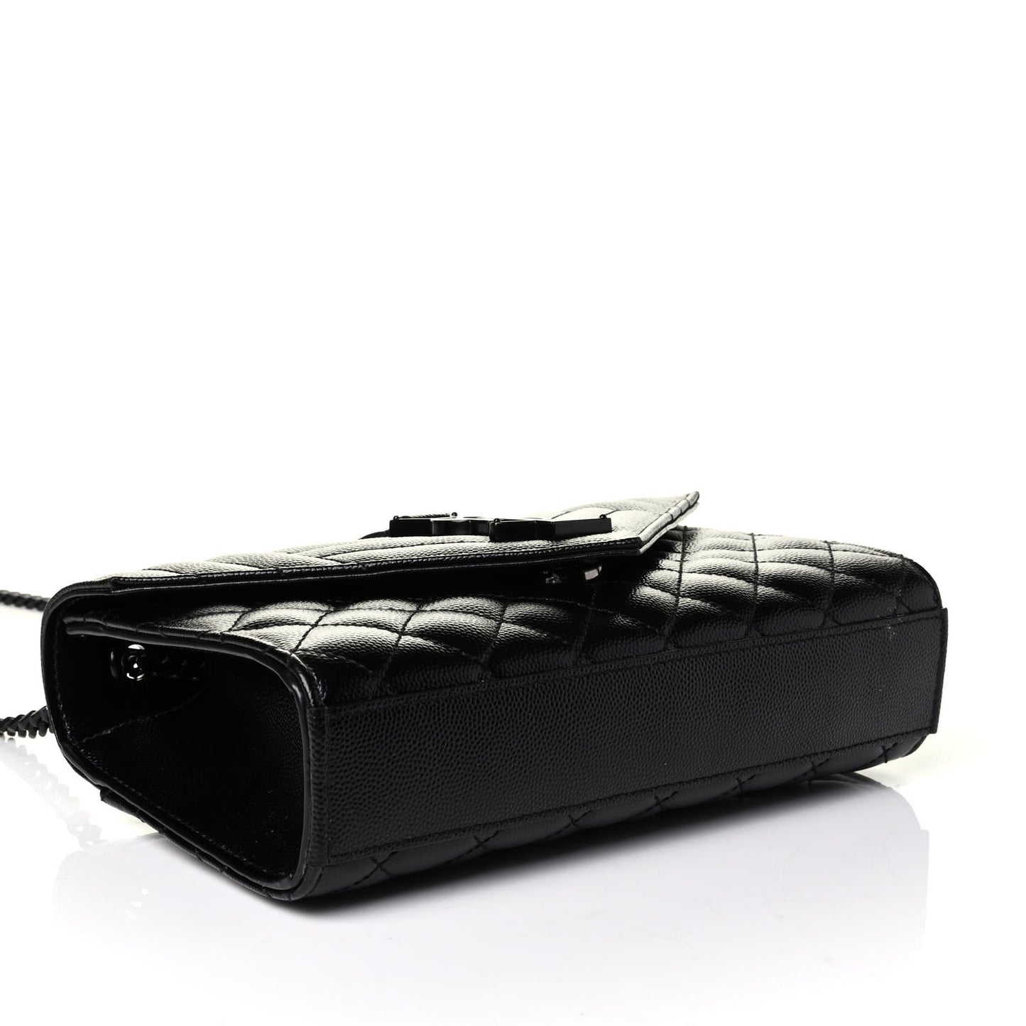 Grain De Poudre Textured Mixed Matelasse Triquilt Small Monogram Satchel Black