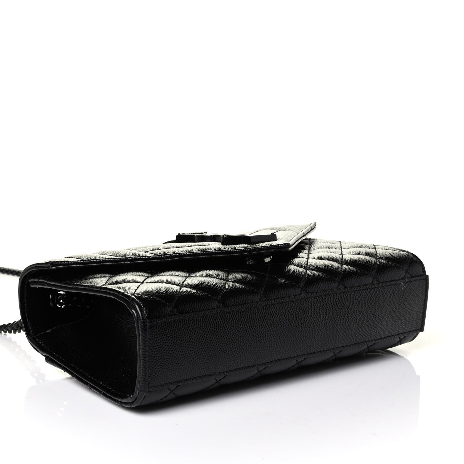 Saint Laurent Grain De Poudre Textured Mixed Matelasse Triquilt Small Monogram Satchel Black 3 of 7