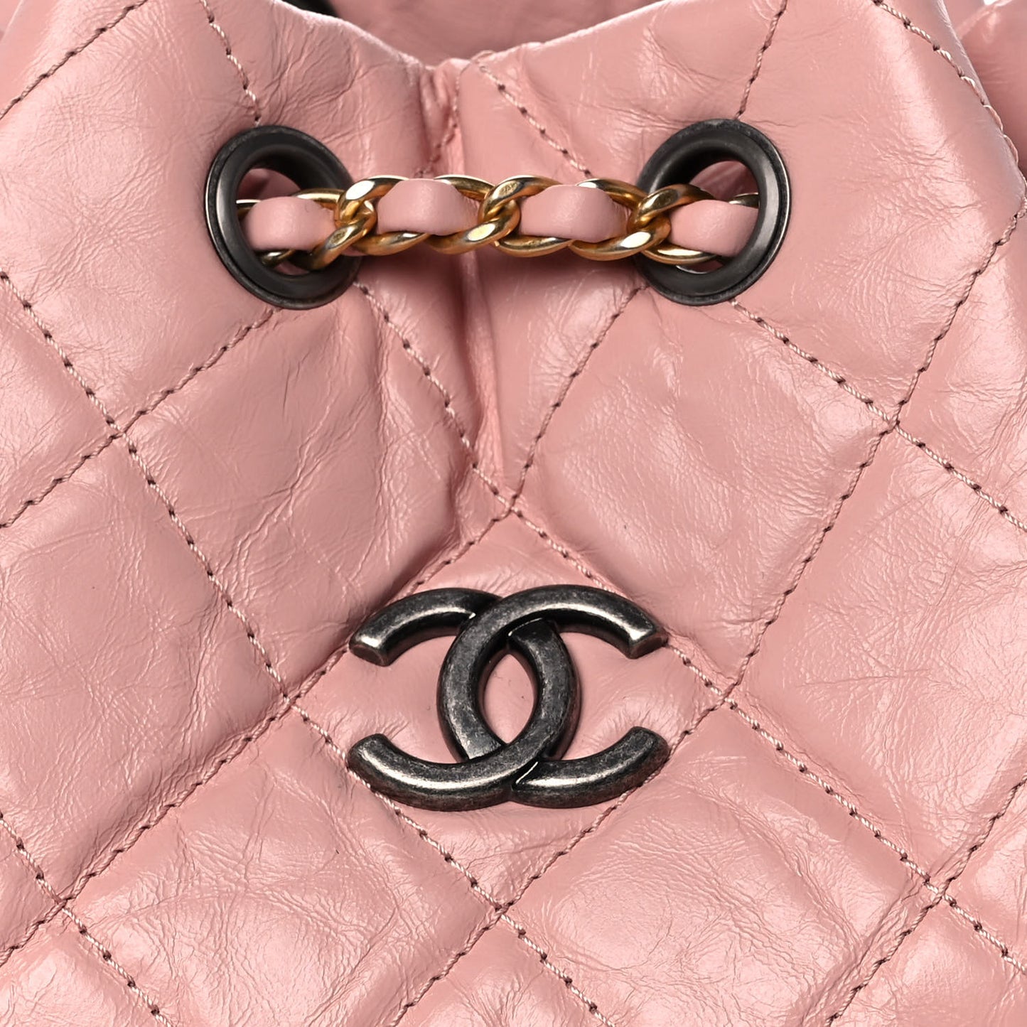 Aged Calfskin Quilted Small Gabrielle Backpack Pink